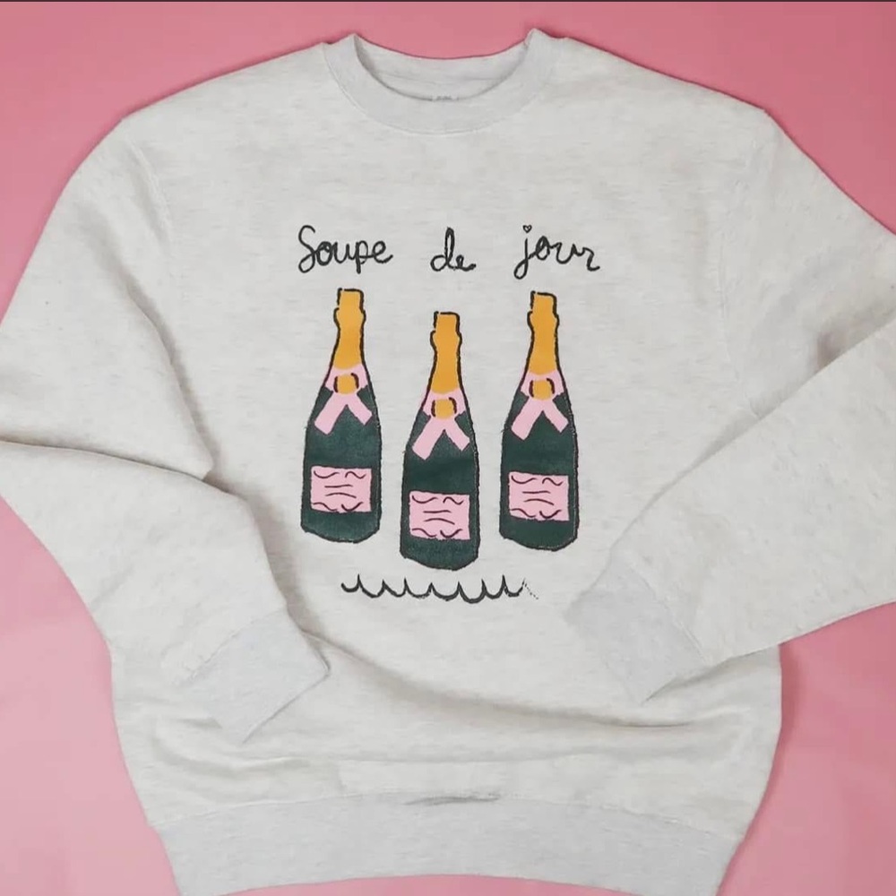 Gray Graphic champagne Sweater fabulous quality